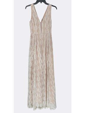 Lulus Eliana Lace Maxi Dress White/Nude Nordstrom Size XS